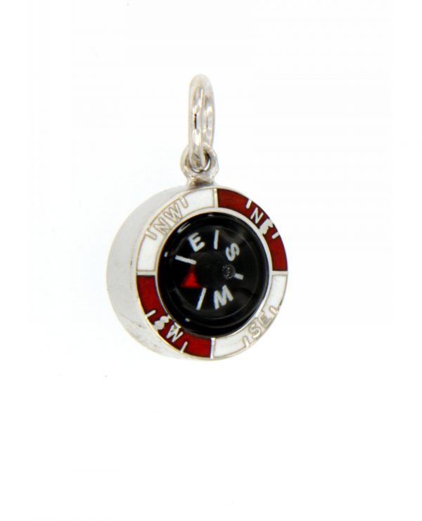 Pendente bussola in argento misura piccola con smalto- cod. art. MD16